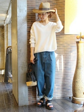 「JOURNAL STANDARD（ジャーナルスタンダード）のアイテム（帽子）」を使った、AYAKAさん（レディース・167cm）の春コーディネート