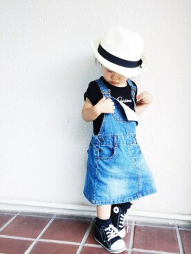 「GLOBAL WORK（グローバルワーク）のアイテム（オールインワン・サロペット）」を使った、akarinaさん（キッズ・90cm）の夏コーディネート