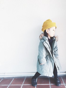 「GAP（ギャップ）のアイテム（モッズコート）」を使った、akarinaさん（キッズ・90cm）の秋コーディネート
