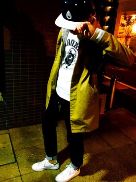 「アイテム（ステンカラーコート）」を使った、@KOKIさん（メンズ・177cm・10代）の春コーディネート
