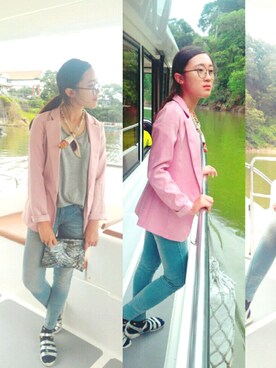 「blazer」｜Dana Huangさん（レディース・163cm・10代）の夏コーディネート