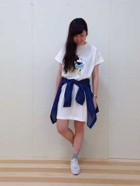 「E hyphen world gallery（イーハイフンワールドギャラリー）のアイテム（シャツ/ブラウス）」を使った、noiriさん（レディース・161cm）の夏コーディネート