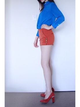 「休闲」｜「アイテム（パンプス）」を使った、Fiona Chenさん（レディース・178cm）の春コーディネート