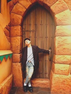 「FOREVER 21（フォーエバー トゥエンティーワン）のアイテム（Tシャツ/カットソー、ブルー系）」を使った、TAKU¥ANGさん（メンズ）の春コーディネート