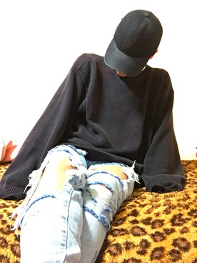 「VINTAGE（ヴィンテージ）のアイテム（トップス、ブラック系）」を使った、TAKU¥ANGさん（メンズ）の春コーディネート