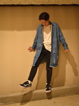 「ZARA（ザラ）のアイテム（ジャケット/アウター、ブルー系）」を使った、TAKU¥ANGさん（メンズ）の春コーディネート