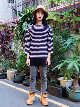 「streetsnap」｜「アイテム（ブーツ）」を使った、Saruさん（メンズ・172cm）の秋コーディネート