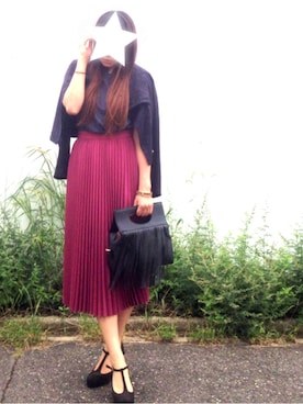「フリンジバッグ」｜「アイテム（ブルゾン）」を使った、あずあずさん（レディース・157cm）の秋コーディネート