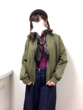 「エムエーワン」｜「アイテム（ブルゾン）」を使った、あずあずさん（レディース・157cm）の秋コーディネート