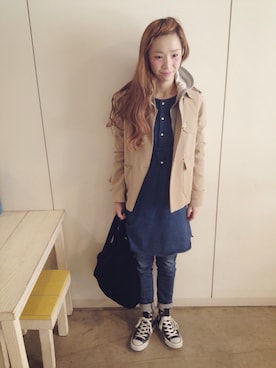 「スキニーのデニム」｜山門 美紗希さん（レディース・162cm）の冬コーディネート
