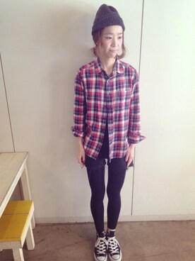 「CONVERSE（コンバース）のCONVERSE ALL STAR J HI （スニーカー、ブラック系）」を使った、山門 美紗希さん（レディース・162cm）の春コーディネート