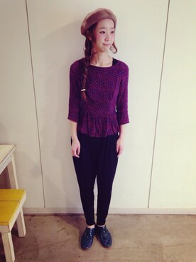 「ベレー帽（ハンチング/ベレー帽、ベージュ系）」を使った、山門 美紗希さん（レディース・162cm）の春コーディネート