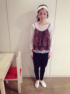 「バレエシューズ（バレエシューズ、ホワイト系）」を使った、山門 美紗希さん（レディース・162cm）の春コーディネート