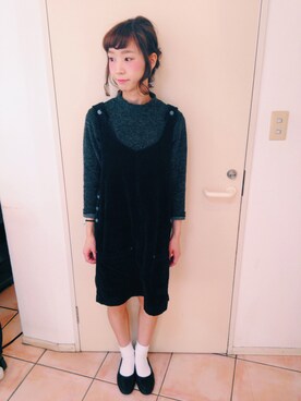 「OPAQUE.CLIP（オペークドットクリップ）のクルーネックルーズフィットTシャツ（Tシャツ/カットソー、ホワイト系）」を使った、山門 美紗希さん（レディース・162cm）の秋コーディネート