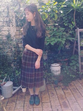 「ZARA（ザラ）のアイテム（Tシャツ/カットソー、ブラック系）」を使った、山門 美紗希さん（レディース・162cm）の秋コーディネート