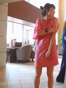 「ZARA（ザラ）のアイテム（ワンピース、レッド系）」を使った、山門 美紗希さん（レディース・162cm）の夏コーディネート