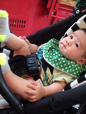 「アイテム（ママ＆ベビー、グリーン系）」を使った、canaさん（キッズ・70cm）の夏コーディネート