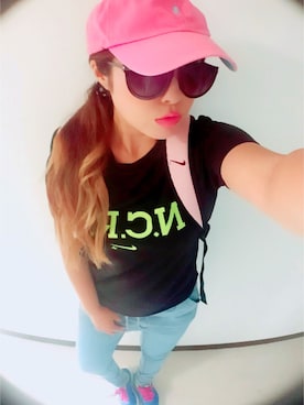 「POLO RALPH LAUREN（ポロ ラルフ ローレン）のアイテム（キャップ、ピンク系）」を使った、manamiさん（レディース・150cm）の秋コーディネート