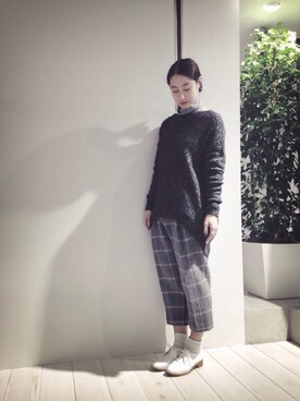 「ロングニット」｜「アイテム（その他）」を使った、SHOK☻さん（レディース・160cm）の秋コーディネート