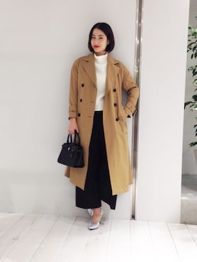 「STUDIOUS（ステュディオス）のアイテム（トレンチコート）」を使った、SHOK☻さん（レディース・160cm）の冬コーディネート