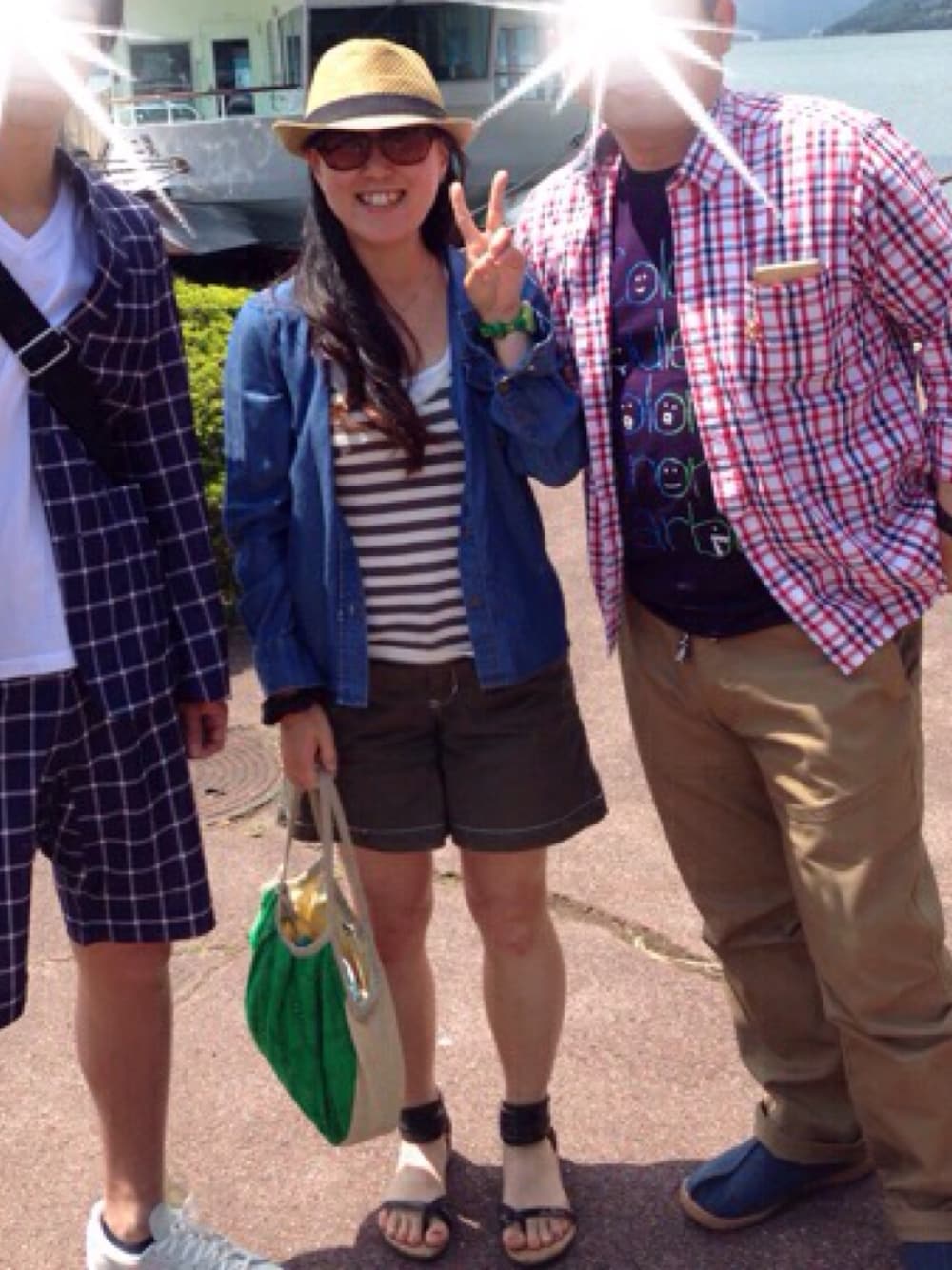 「社員旅行、箱根、ダンガリーシャツ、BEAMS BOY」｜「CLOSSHIの2015.断捨離済（シャツ/ブラウス、ブルー系）」を使った、funwariさん（レディース・152cm）の夏コーディネートの1枚目の写真