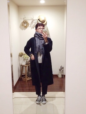 「リバーシブル」｜「アイテム（チェスターコート）」を使った、mayumi さん（レディース・157cm）の冬コーディネート