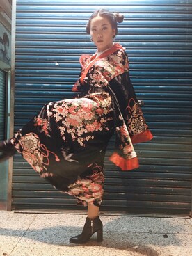 「ZARA（ザラ）のアイテム（シューズ、ブラック系）」を使った、Lynnさん（レディース・155cm）の春コーディネート