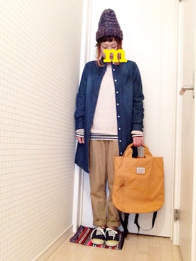 「アイテム（シャツワンピース）」を使った、おもちさん（レディース・157cm・20代）の冬コーディネート