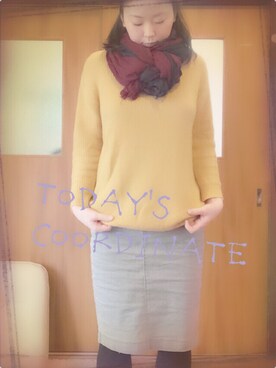 「アイテム（デニムスカート、グレー系）」を使った、とんちゃん。さん（レディース・162cm）の春コーディネート