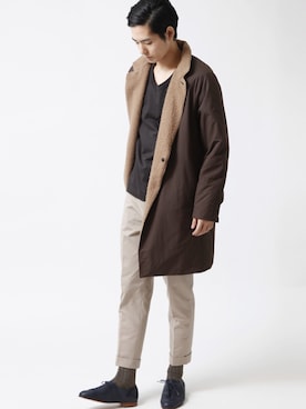 「アイテム（レッグウェア、グリーン系）」を使った、DAILYSHOPさん（メンズ・182cm）の秋コーディネート