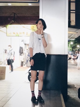 「PULL&BEAR（プルアンドベア）のアイテム（その他シューズ）」を使った、大洋さん（レディース・175cm）の秋コーディネート