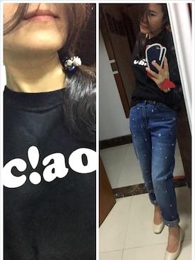 「sandro（サンドロ）のアイテム（デニムパンツ）」を使った、clairebonbonさん（レディース・160cm）の秋コーディネート