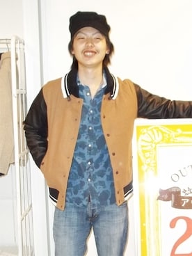 「迷彩柄」｜「アイテム（その他アウター）」を使った、Hanjiroさん（メンズ・171cm）の秋コーディネート