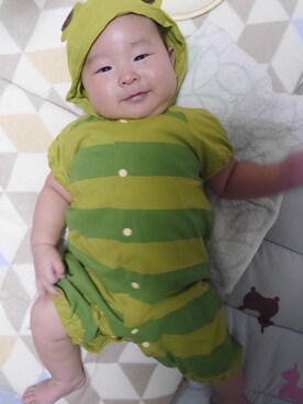 「アイテム（ママ＆ベビー、グリーン系）」を使った、ちえさん（キッズ・60cm）の秋コーディネート