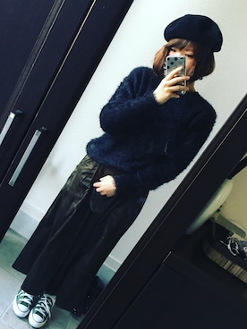 「ADAM ET ROPE'（アダムエロペ）のアイテム（ハンチング/ベレー帽）」を使った、なつみさん（レディース・155cm）の秋コーディネート