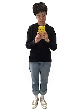 「黒ニット」｜momoko yamanoさん（レディース・170cm）の秋コーディネート