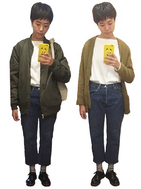 「SWAGGER（スワッガー）のアイテム（ブルゾン）」を使った、momoko yamanoさん（レディース・170cm）の秋コーディネート