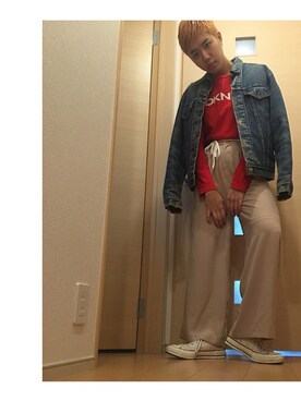 「Faith（-）のアイテム（Tシャツ/カットソー）」を使った、momoko yamanoさん（レディース・170cm）の春コーディネート