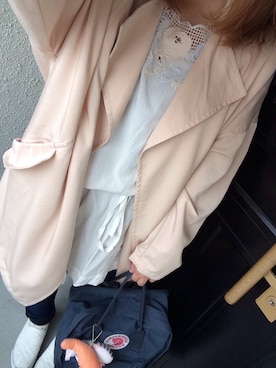 「アイテム（バックパック/リュック、ブルー系）」を使った、ちまむ・ω・)さん（レディース・155cm）の春コーディネート