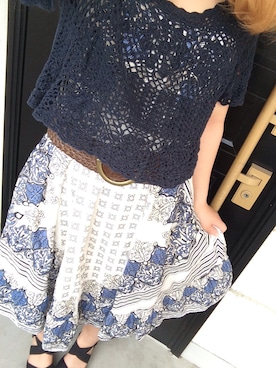 「アイテム（バックパック/リュック、ブルー系）」を使った、ちまむ・ω・)さん（レディース・155cm）の夏コーディネート