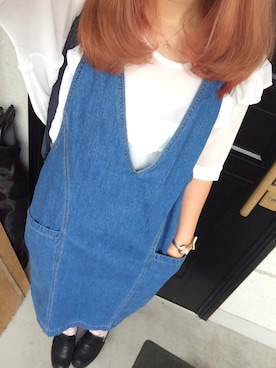 「アイテム（長傘、ブルー系）」を使った、ちまむ・ω・)さん（レディース・155cm）の夏コーディネート