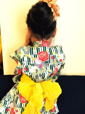 「アイテム（浴衣、グリーン系）」を使った、k&kさん（キッズ・90cm）の夏コーディネート