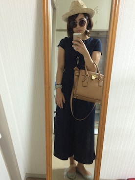 「ひまわり畑」｜「アイテム（オールインワン・サロペット）」を使った、もももさん（レディース・158cm）の夏コーディネート