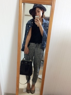 「YEVS（イーブス）のアイテム（帽子）」を使った、もももさん（レディース・158cm）の夏コーディネート
