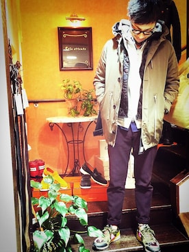 「カモフラージュ柄」｜U-Daiさん（メンズ・180cm）の冬コーディネート