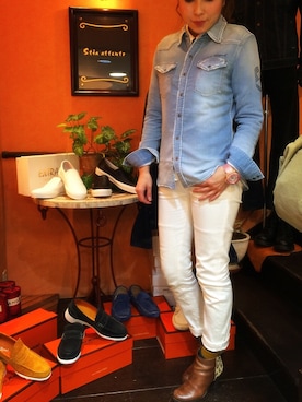 「アイテム（アナログ腕時計、ピンク系）」を使った、U-Daiさん（レディース・160cm）の冬コーディネート