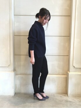 「リブニットパンツ」｜KAZUKI SHINOHARAさん（レディース・163cm）の秋コーディネート