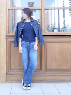「MAISON DE REEFUR」｜「アイテム（デニムジャケット）」を使った、KAZUKI SHINOHARAさん（レディース・163cm）の冬コーディネート