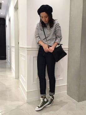 「MAISON DE REEFUR（メゾンドリーファー）のアイテム（ハット）」を使った、KAZUKI SHINOHARAさん（レディース・163cm）の秋コーディネート