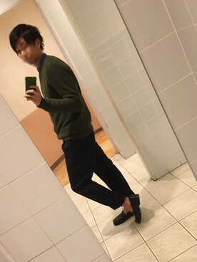 「niko and...（ニコアンド）のアイテム（ニット/セーター、グリーン系）」を使った、hrntk-さん（メンズ・178cm）の秋コーディネート